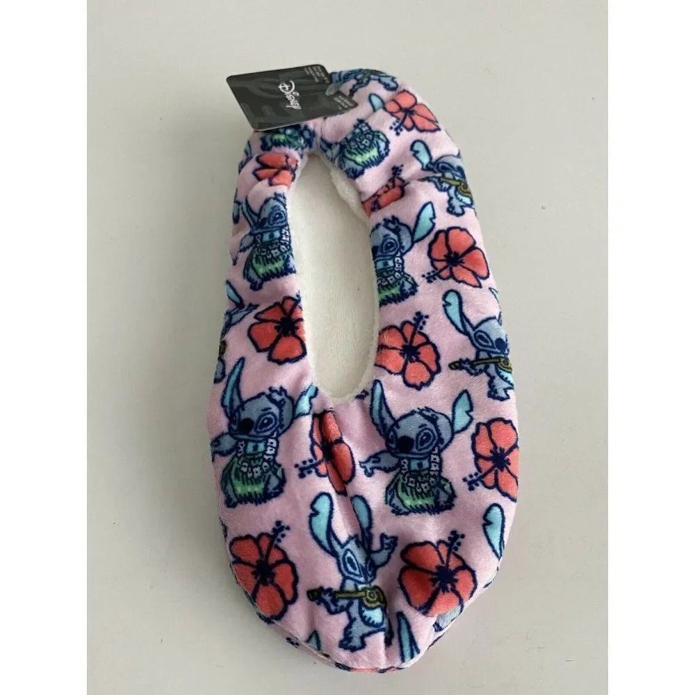 Disney Stitch Floral Fuzzy Babba Grip Slipper Socks Women’s Sz M/L Shoe 8-10 NWT